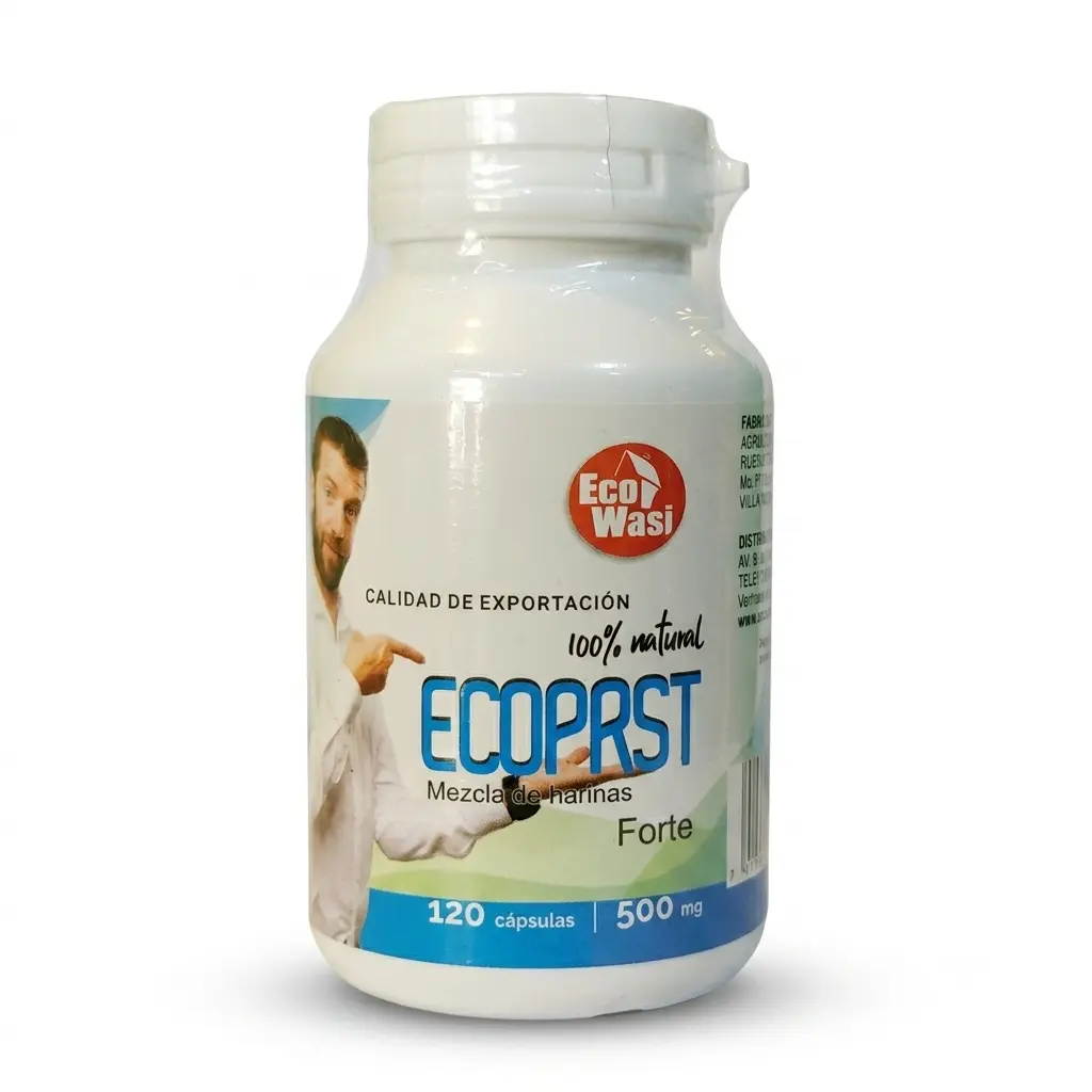 Cápsulas Ecoprost x 100 unidades de 500 mg. (saw palmeto, achiote, noni, graviola). Ecowasi