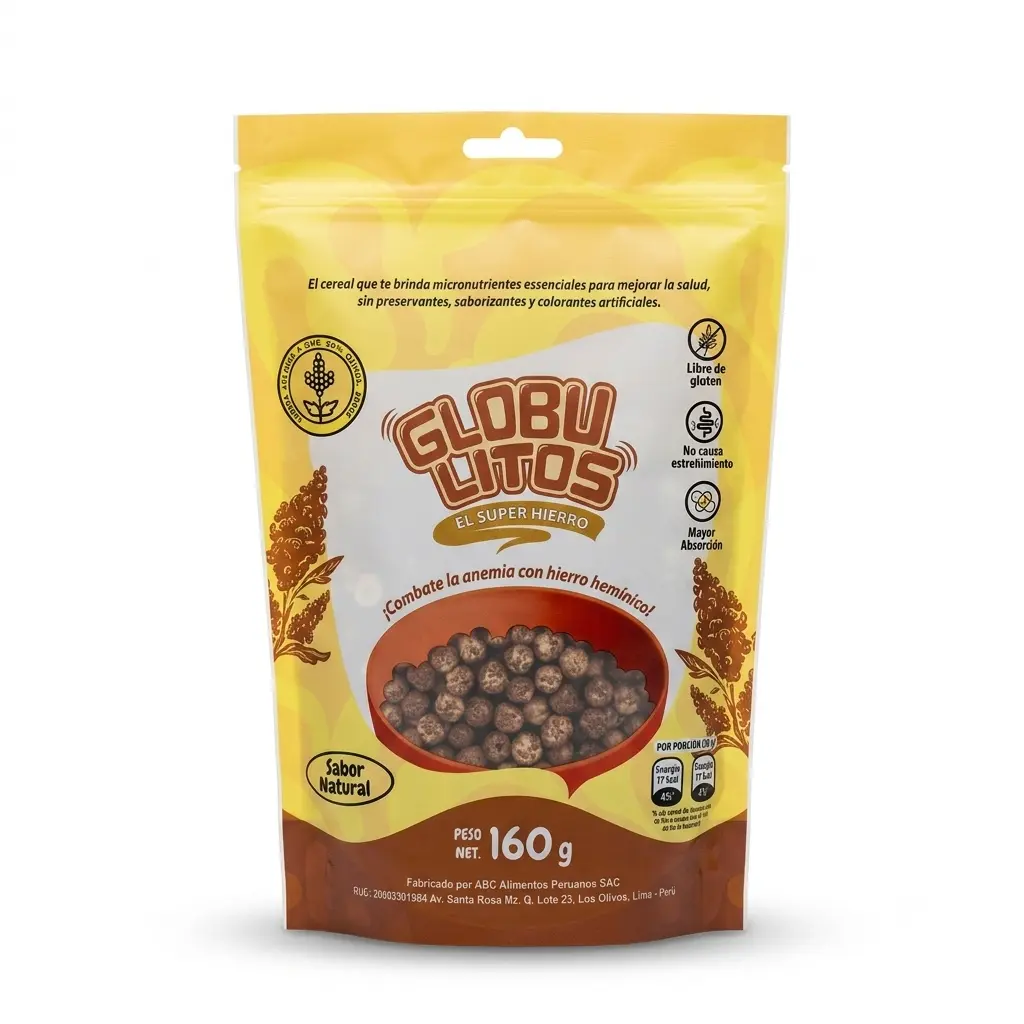 Cereal fortificado con Hierro 160 gr. Bolsa Globulitos.