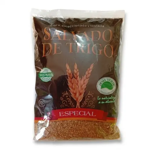 Salvado de trigo x 250 gr. GRUESO. Hoja verde.
