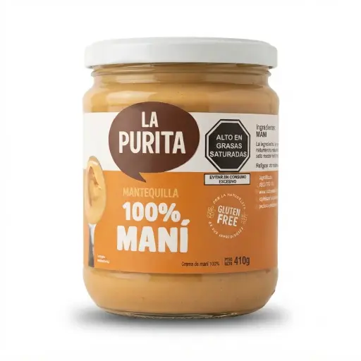 Mantequilla de maní 100%   410 gr. La purita.