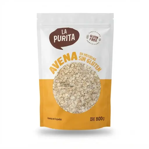 Avena Orgánica sin gluten en hojuelas 800 gr. La Purita