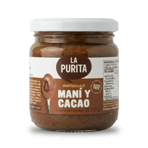 Mini Mantequilla de maní y cacao x 170 gr. La purita.