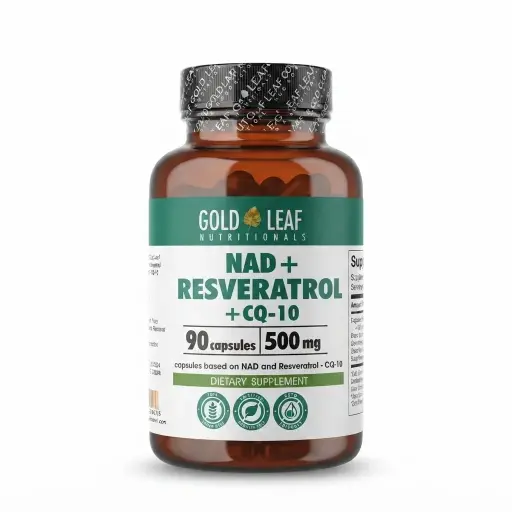 Cápsulas NAD + Resveratrol + CQ-10 (500 mg) x 90 unid. Gold Leaf.
